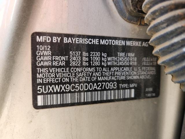 5UXWX9C50D0A27093 - 2013 BMW X3 XDRIVE28I GOLD photo 13