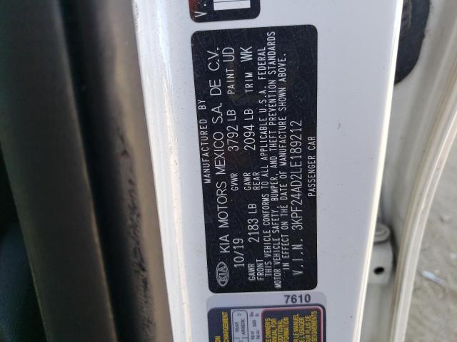 3KPF24AD2LE189212 - 2020 KIA FORTE FE 白色 照片 12