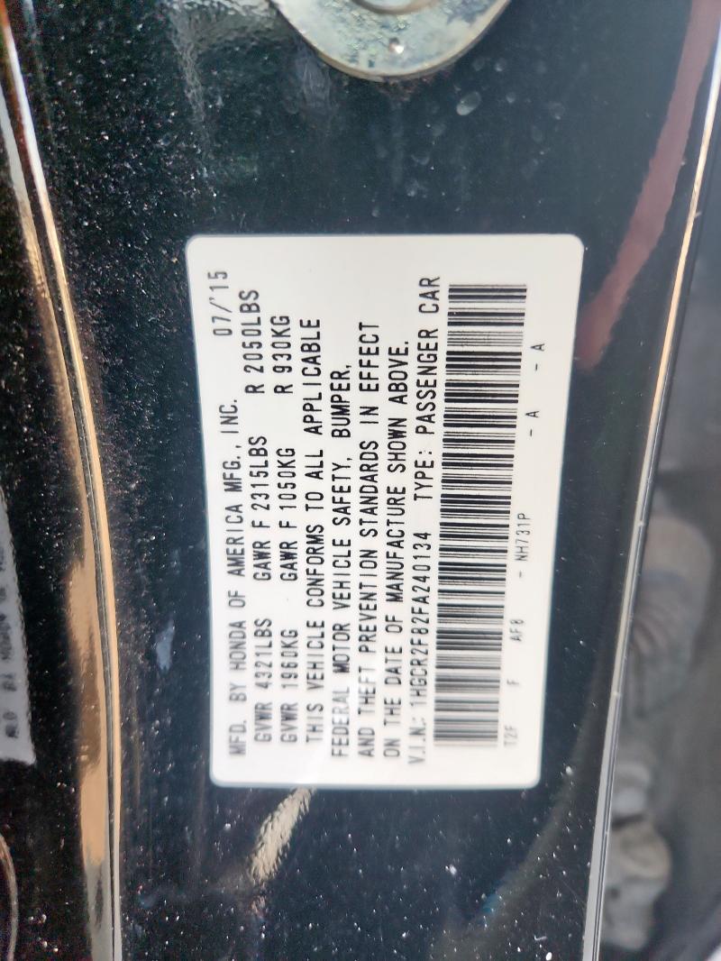 1HGCR2F82FA240134 - 2015 HONDA ACCORD EXL BLACK photo 12