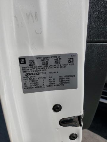 1GKKVRED0CJ111919 - 2012 GMC ACADIA SLT-1 Biały zdjęcie 13