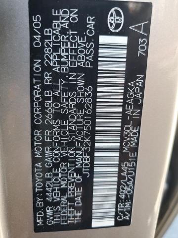 JTDBF32K750162836 - 2005 TOYOTA CAMRY LE GOLD photo 12