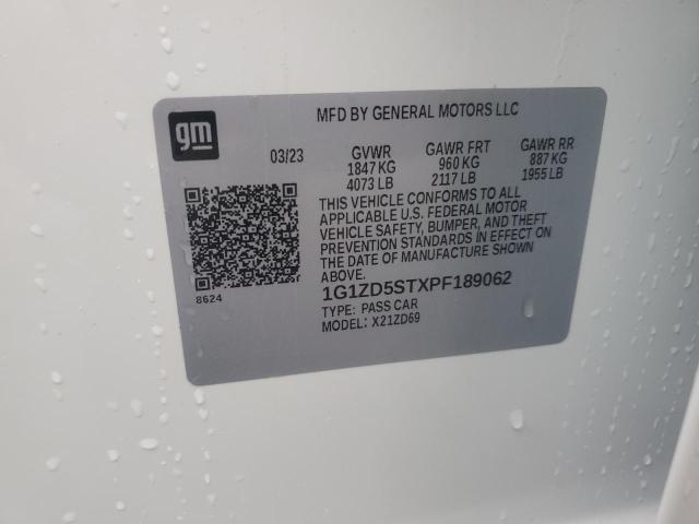 1G1ZD5STXPF189062 - 2023 CHEVROLET MALIBU LT Ağ foto 12