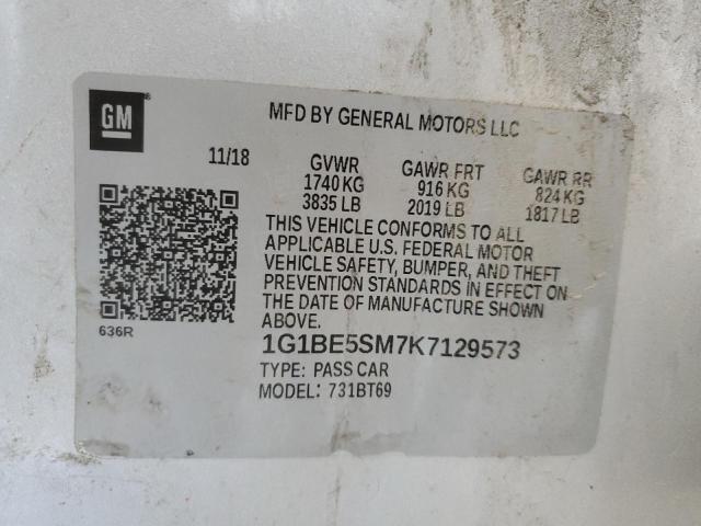 1G1BE5SM7K7129573 - 2019 CHEVROLET CRUZE LT 银色 照片 12