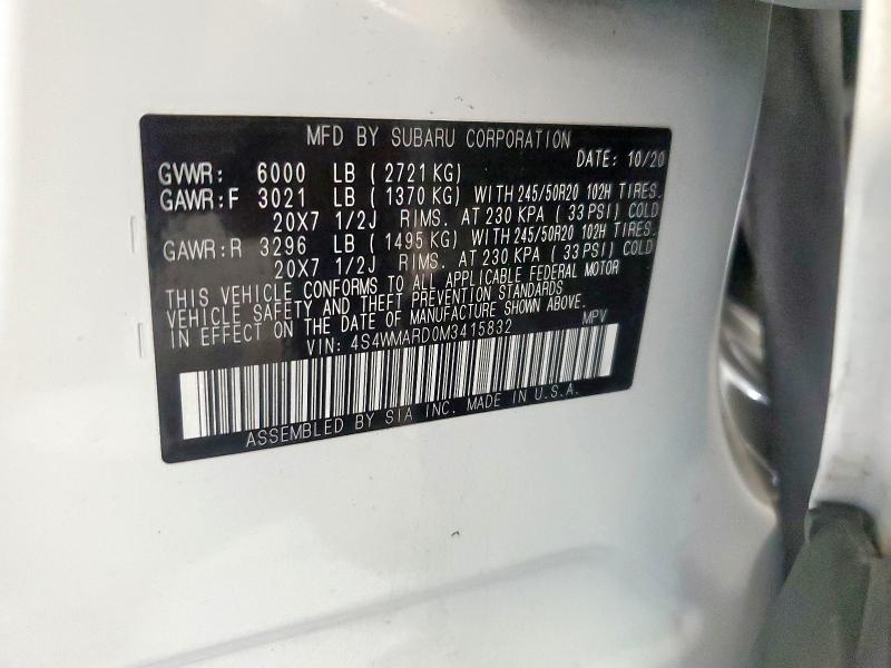 4S4WMARD0M3415832 - 2021 SUBARU ASCENT TOURING Սպիտակ լուսանկար 13