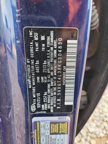 5XXGT4L38KG304830 - 2019 KIA OPTIMA LX 蓝色 照片 12