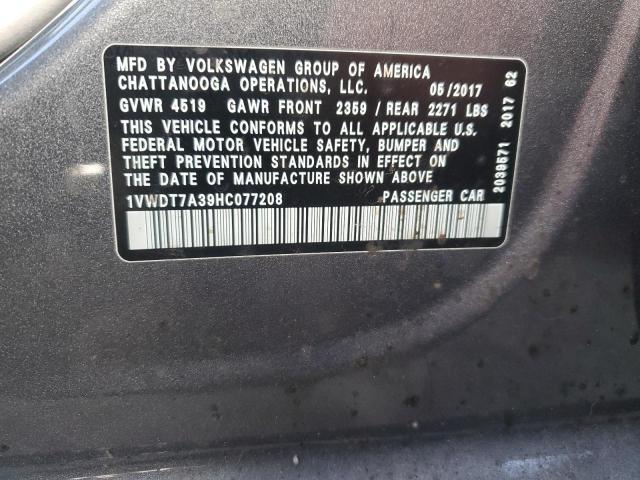 1VWDT7A39HC077208 - 2017 VOLKSWAGEN PASSAT R-LINE Boz foto 13