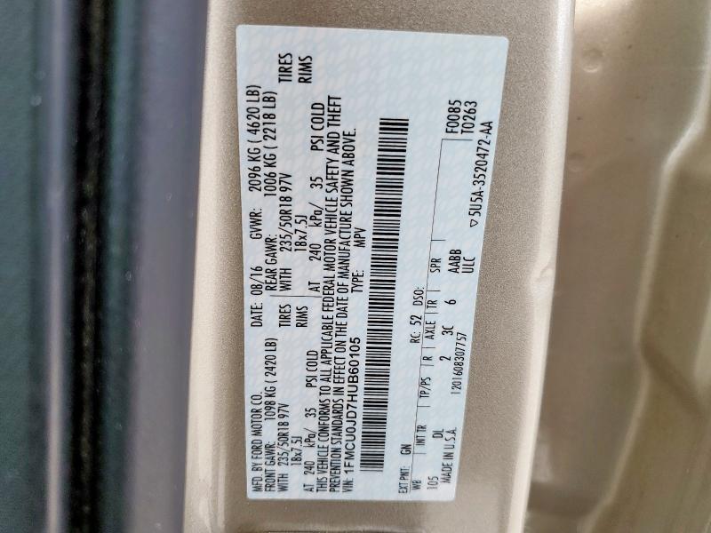 1FMCU0JD7HUB60105 - 2017 FORD ESCAPE TITANIUM Qəhvəyi foto 14