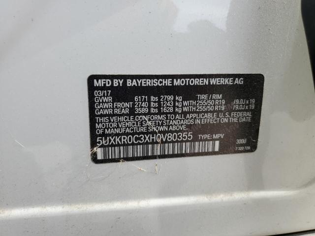 5UXKR0C3XH0V80355 - 2017 BMW X5 XDRIVE35I WHITE photo 12