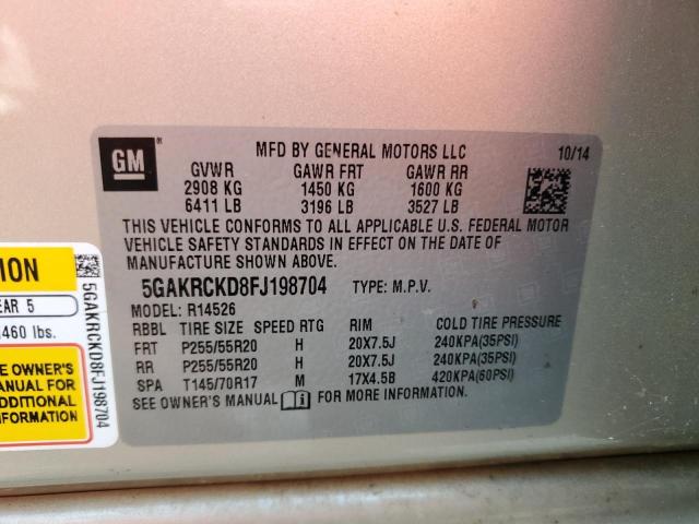 5GAKRCKD8FJ198704 - 2015 BUICK ENCLAVE GOLD photo 13