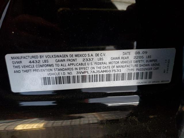 3VWPL7AJ5AM607531 - 2010 VOLKSWAGEN JETTA TDI BLACK photo 12