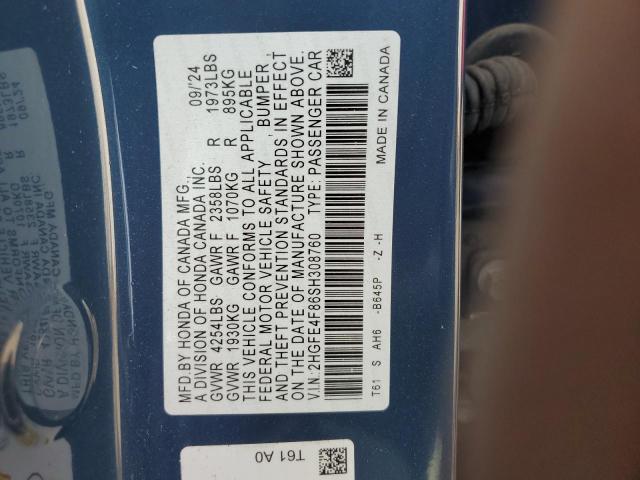 2HGFE4F86SH308760 - 2025 HONDA CIVIC SPORT 蓝色 照片 13