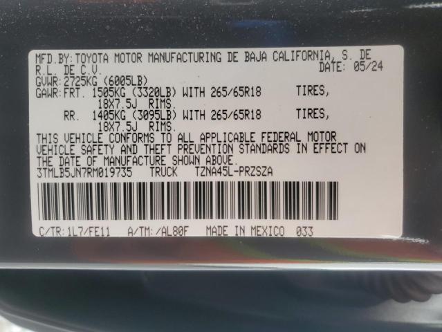 3TMLB5JN7RM019735 - 2024 TOYOTA TACOMA DOUBLE CAB ნაცრისფერი ფოტო 13