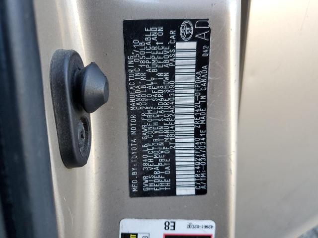2T1BU4EE2AC403090 - 2010 TOYOTA COROLLA BASE Złoty zdjęcie 12
