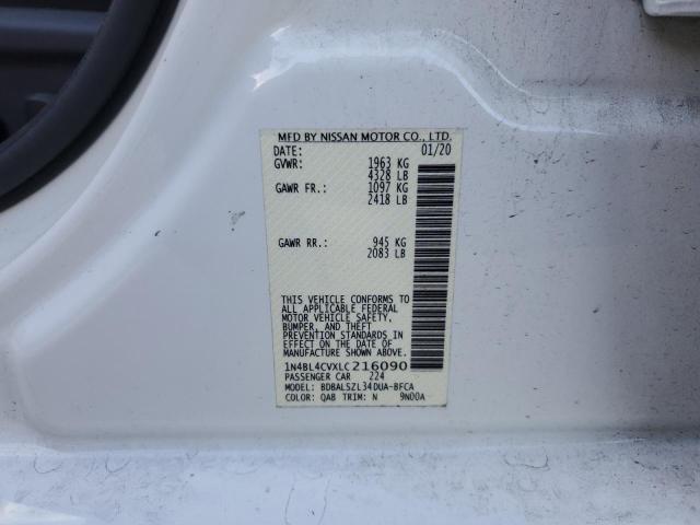 1N4BL4CVXLC216090 - 2020 NISSAN ALTIMA SR WHITE photo 12