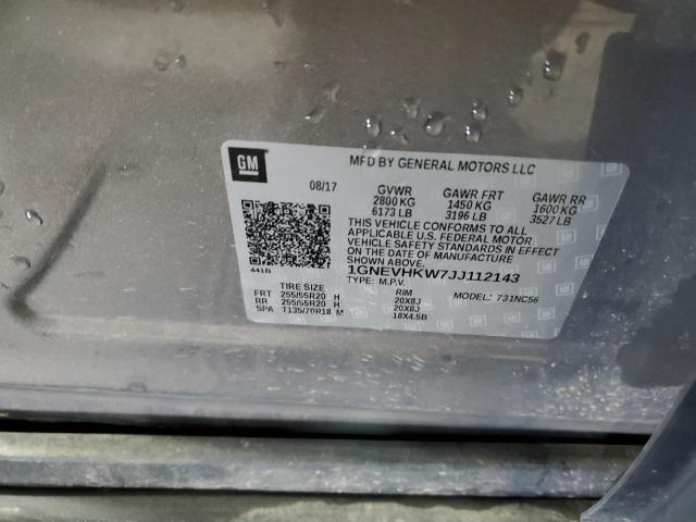 1GNEVHKW7JJ112143 - 2018 CHEVROLET TRAVERSE LT Marrón foto 13