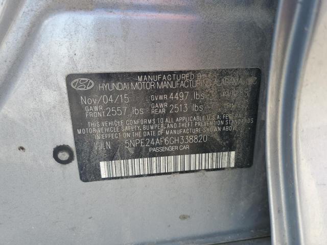 5NPE24AF6GH338820 - 2016 HYUNDAI SONATA SE SILVER photo 12