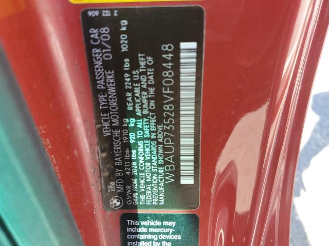 WBAUP73528VF08448 - 2008 BMW 128 I ORANGE photo 12