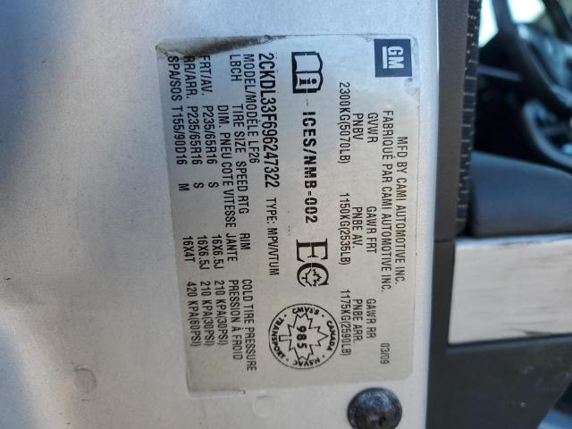 2CKDL33F696247322 - 2009 PONTIAC TORRENT SILVER photo 13