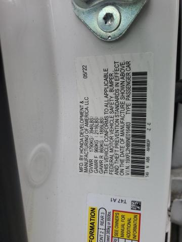 19XFL2H86NE016483 - 2022 HONDA CIVIC SPORT WHITE photo 12