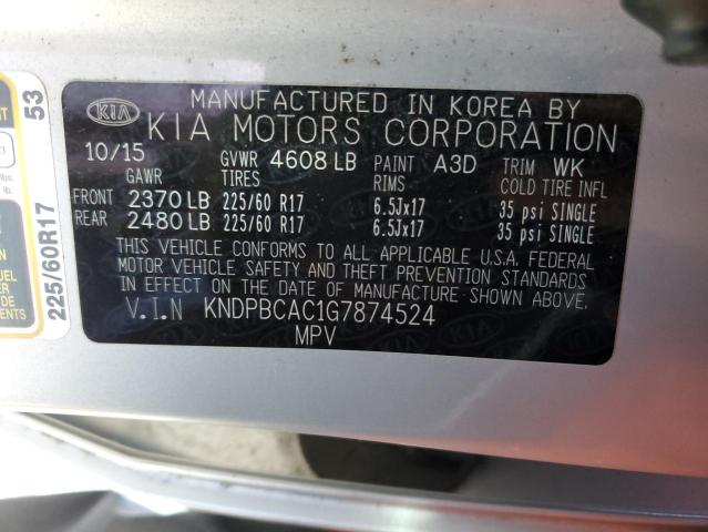 KNDPBCAC1G7874524 - 2016 KIA SPORTAGE LX SILVER photo 13