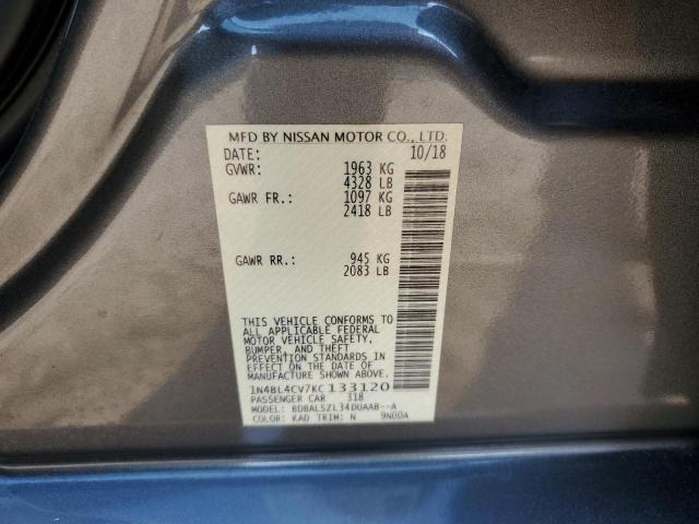 1N4BL4CV7KC133120 - 2019 NISSAN ALTIMA SR 灰色 照片 12