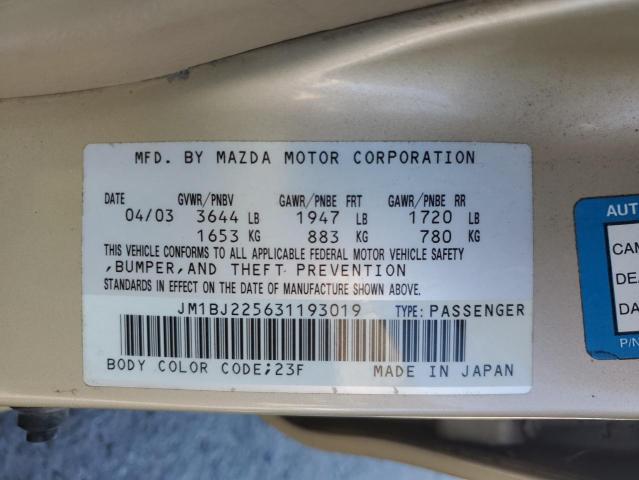 JM1BJ225631193019 - 2003 MAZDA PROTEGE DX Алтын фото 13