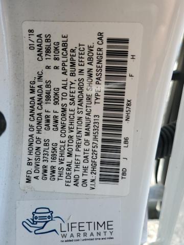 2HGFC2F57JH532313 - 2018 HONDA CIVIC LX WHITE photo 13