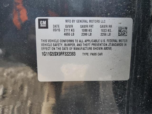 1G11G5SX9FF322383 - 2015 CHEVROLET MALIBU LTZ BLACK photo 12