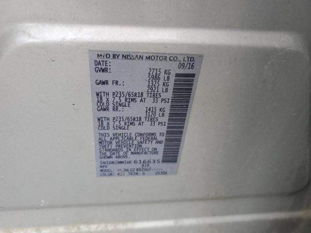 5N1DR2MM1HC616635 - 2017 NISSAN PATHFINDER S SILVER photo 14