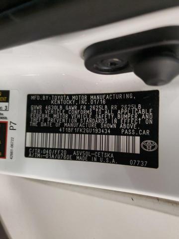 4T1BF1FK2GU193434 - 2016 TOYOTA CAMRY LE WHITE photo 12