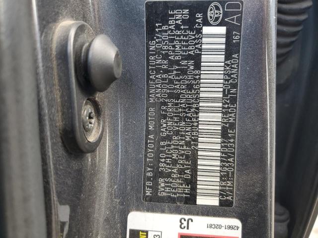 2T1BU4EE7BC556548 - 2011 TOYOTA COROLLA BASE GRAY photo 12