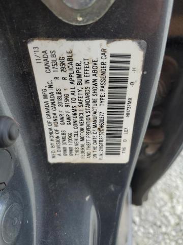 2HGFB2F52DH600377 - 2013 HONDA CIVIC LX GRAY photo 12