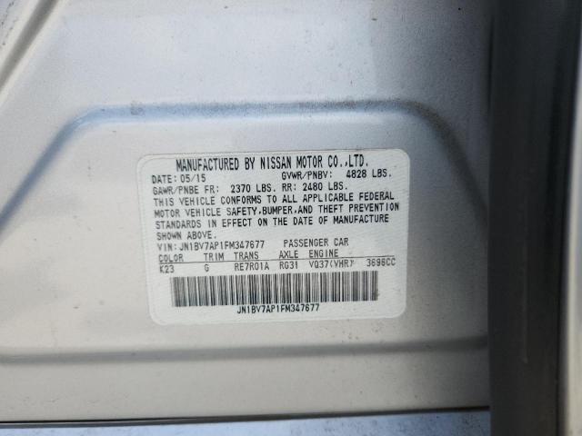 JN1BV7AP1FM347677 - 2015 INFINITI Q50 BASE SILVER photo 12