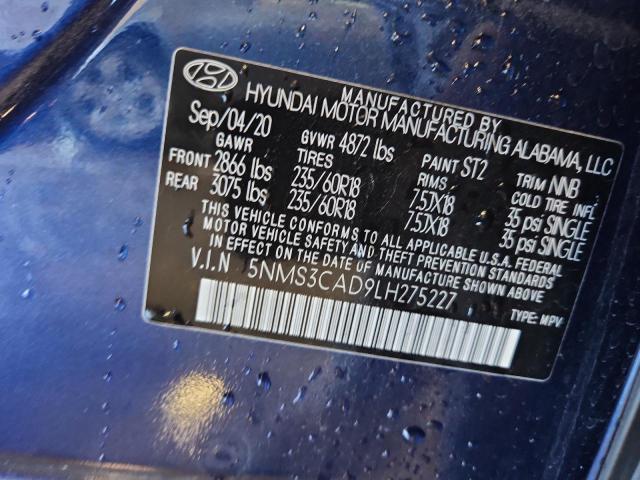 5NMS3CAD9LH275227 - 2020 HYUNDAI SANTA FE SEL Mavi foto 13