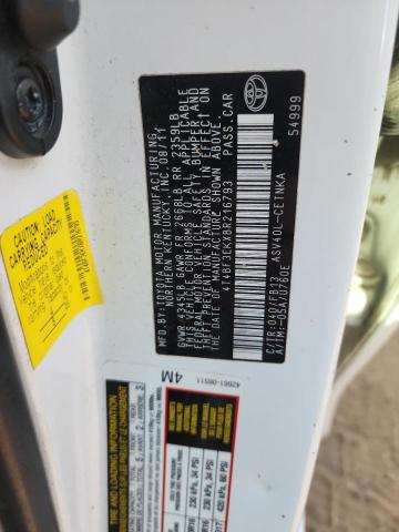 4T4BF3EKXBR216793 - 2011 TOYOTA CAMRY BASE أبيض صورة 13