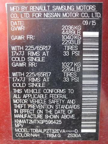 KNMAT2MTXGP596425 - 2016 NISSAN ROGUE S 栗色 照片 13