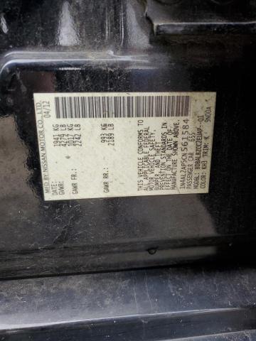1N4AL2AP5CN561584 - 2012 NISSAN ALTIMA BASE შავი ფოტო 12