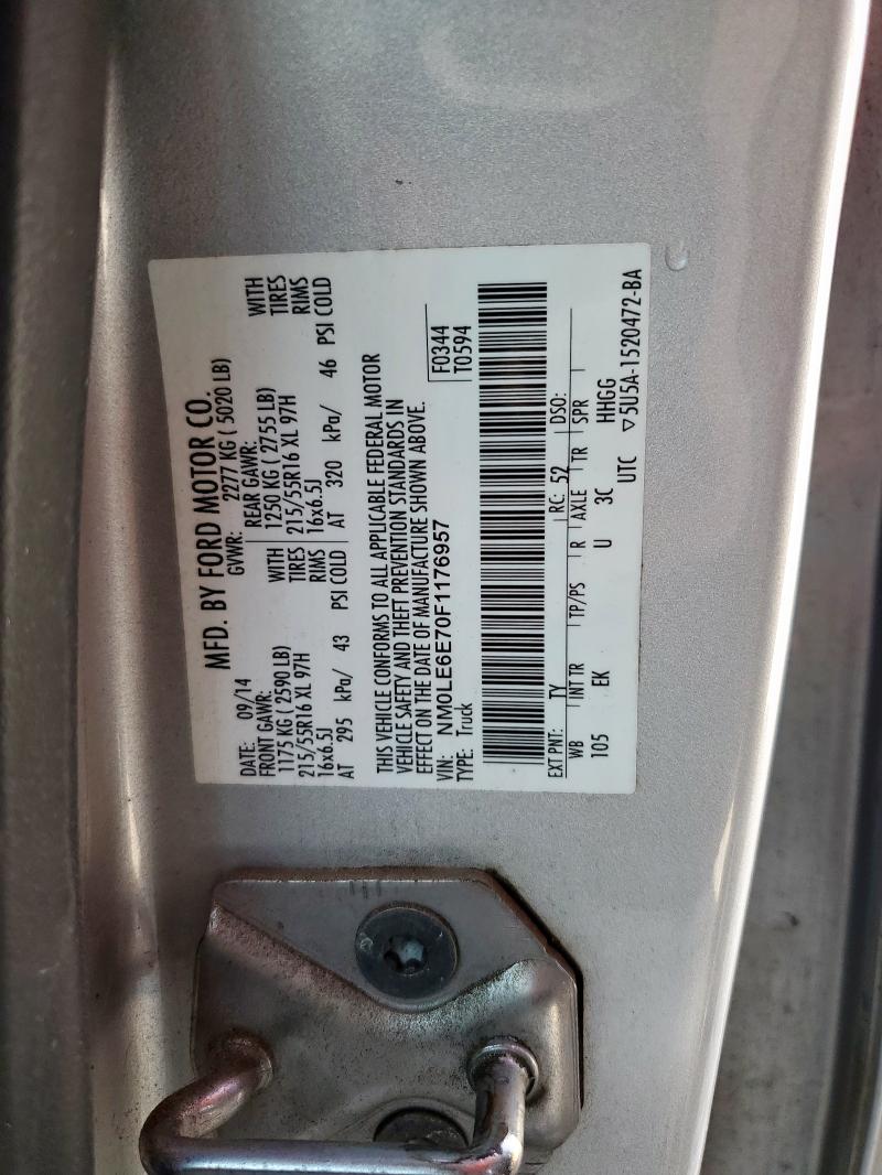 NM0LE6E70F1176957 - 2015 FORD TRANSIT CO XL SILVER photo 13