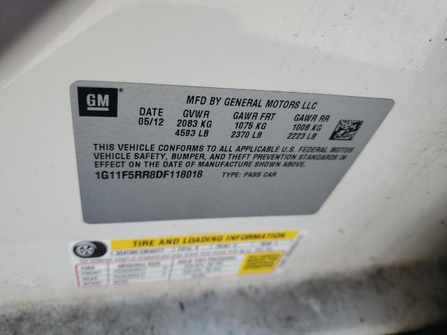 1G11F5RR8DF118018 - 2013 CHEVROLET MALIBU 2LT WHITE photo 12