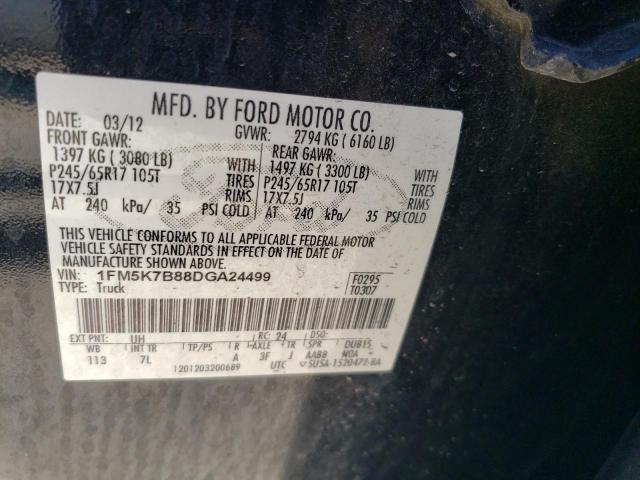 1FM5K7B88DGA24499 - 2013 FORD EXPLORER BLACK photo 14