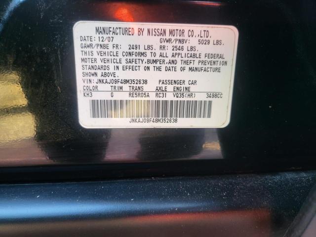JNKAJ09F48M352638 - 2008 INFINITI EX35 BASE Սև լուսանկար 10