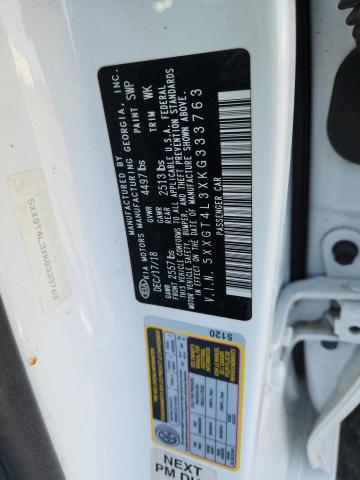 5XXGT4L3XKG333763 - 2019 KIA OPTIMA LX 白色 照片 12