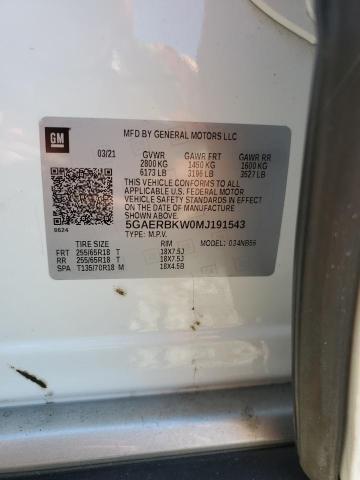 5GAERBKW0MJ191543 - 2021 BUICK ENCLAVE ESSENCE WHITE photo 13