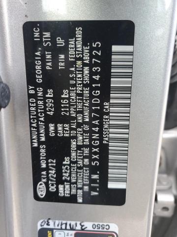 5XXGN4A71DG143725 - 2013 KIA OPTIMA EX SILVER photo 12