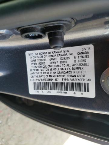 2HGFB2F9XEH541437 - 2014 HONDA CIVIC EXL 灰色 照片 13