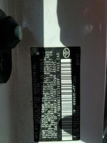 4T1BK46K57U534984 - 2007 TOYOTA CAMRY LE 白色 照片 12