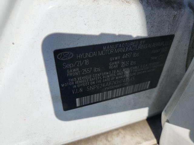 5NPE24AF7KH743545 - 2019 HYUNDAI SONATA SE 白色 照片 12