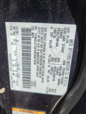 1FMZU73E92ZB87258 - 2002 FORD EXPLORER XLT Կապույտ լուսանկար 13