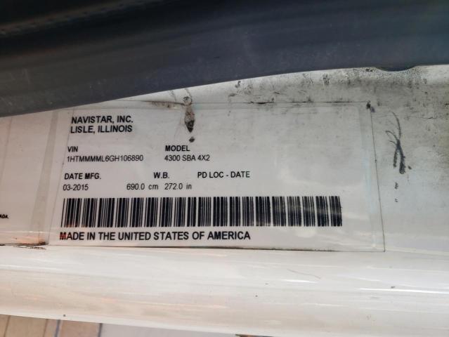 1HTMMMML6GH106890 - 2016 INTERNATIONAL 4000 4300 WHITE photo 13
