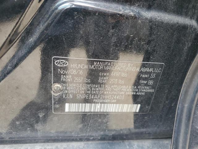 5NPE34AF2HH524403 - 2017 HYUNDAI SONATA SPORT BLACK photo 12